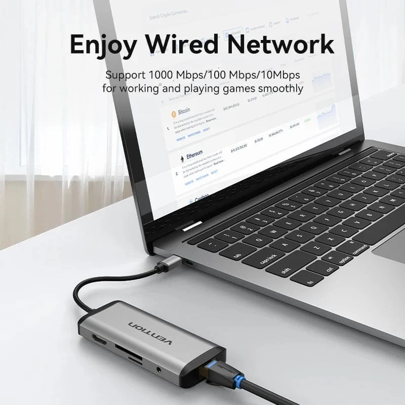 Tions USB C HUB Typ C auf USB 3.0 Dock Station USB C HDMI RJ45 4K für MacBook Pro Air Zubehör Typ C 3.1 Splitter USB HUB