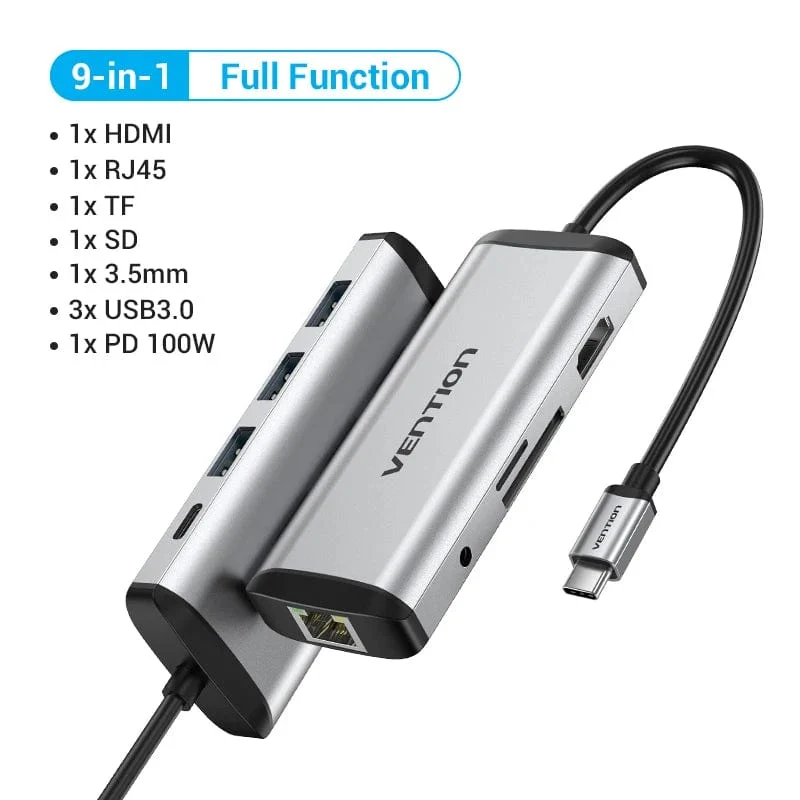 Tions USB C HUB Typ C auf USB 3.0 Dock Station USB C HDMI RJ45 4K für MacBook Pro Air Zubehör Typ C 3.1 Splitter USB HUB