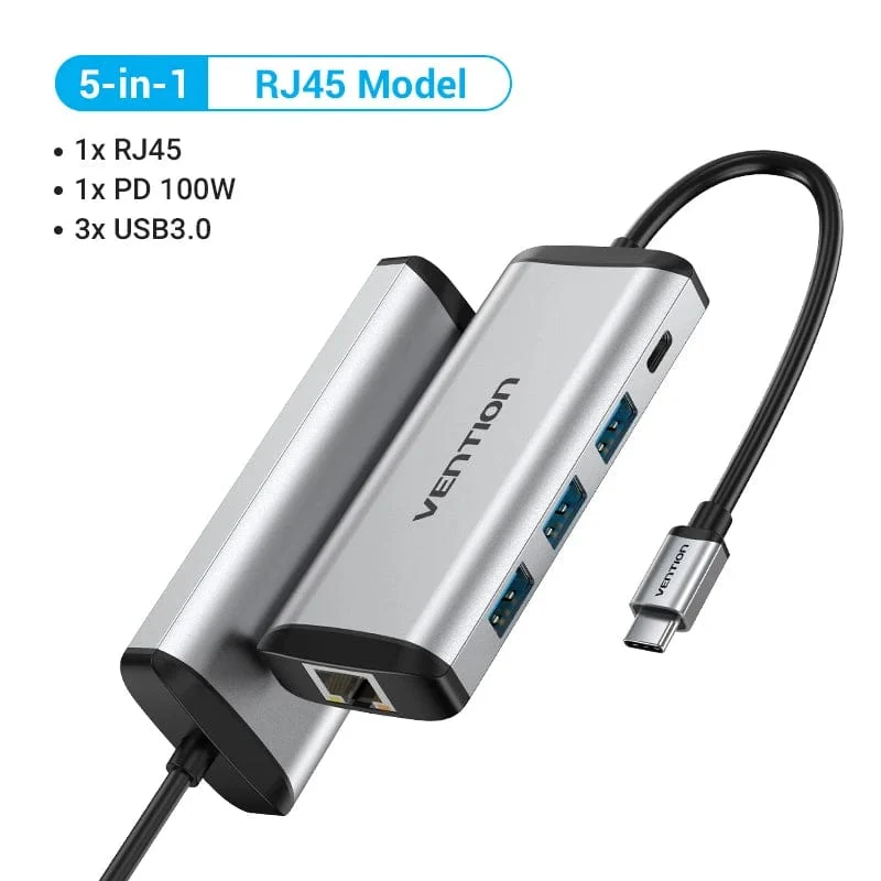 Tions USB C HUB Typ C auf USB 3.0 Dock Station USB C HDMI RJ45 4K für MacBook Pro Air Zubehör Typ C 3.1 Splitter USB HUB