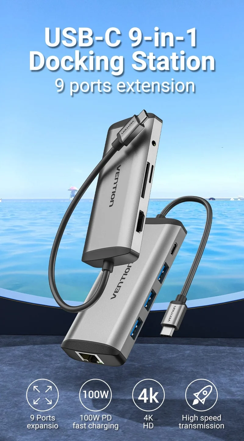Tions USB C HUB Typ C auf USB 3.0 Dock Station USB C HDMI RJ45 4K für MacBook Pro Air Zubehör Typ C 3.1 Splitter USB HUB