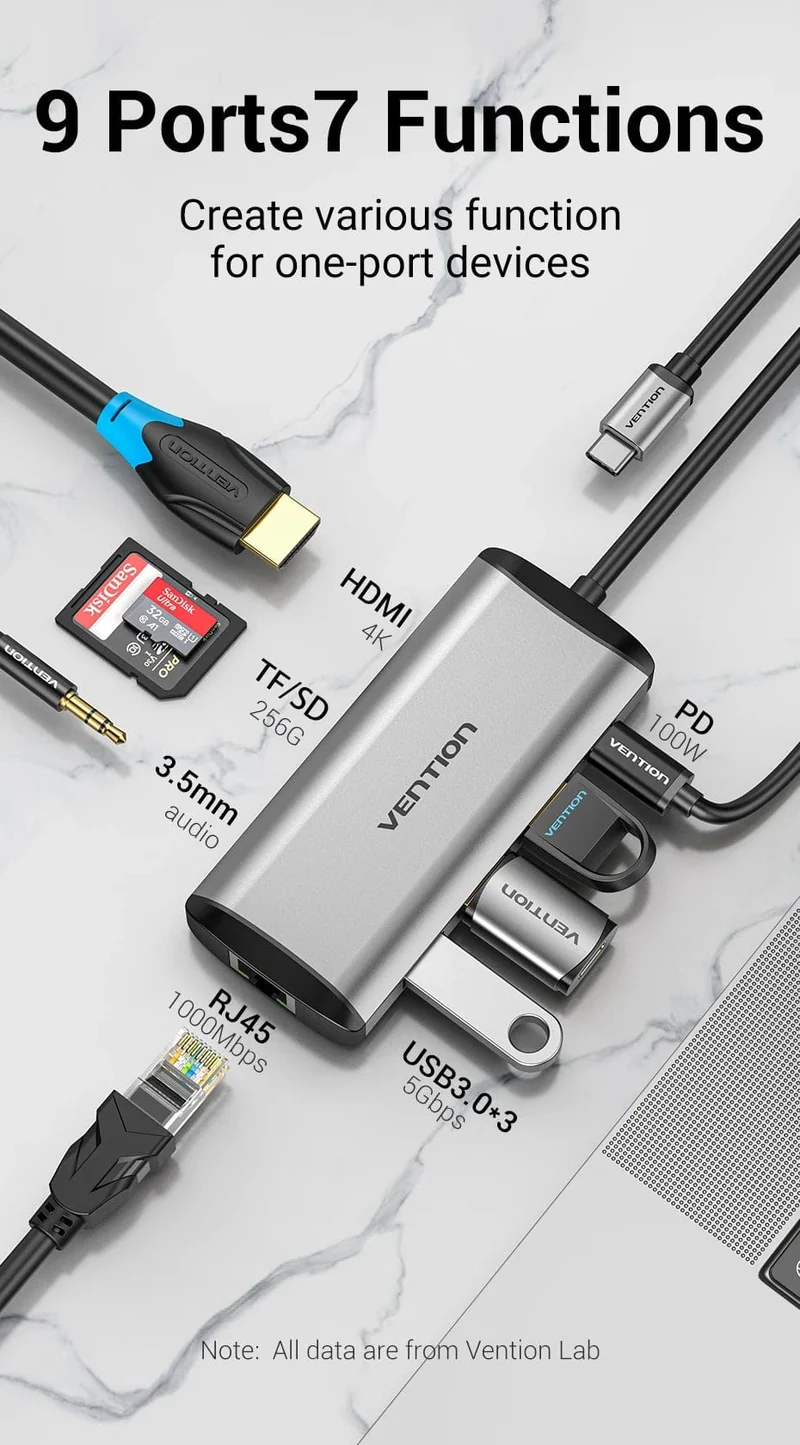 Tions USB C HUB Typ C auf USB 3.0 Dock Station USB C HDMI RJ45 4K für MacBook Pro Air Zubehör Typ C 3.1 Splitter USB HUB