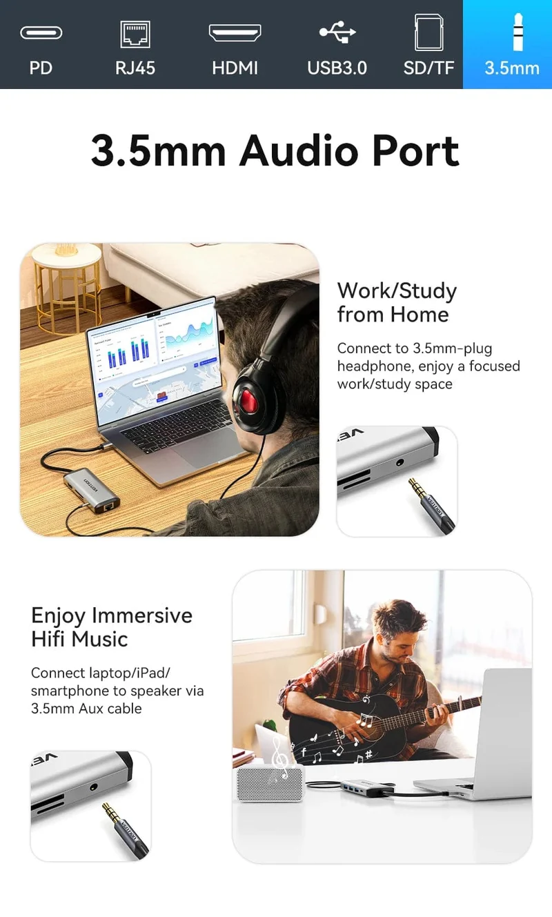Tions USB C HUB Typ C auf USB 3.0 Dock Station USB C HDMI RJ45 4K für MacBook Pro Air Zubehör Typ C 3.1 Splitter USB HUB
