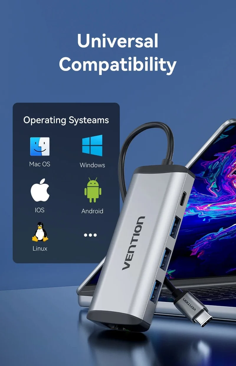 Tions USB C HUB Typ C auf USB 3.0 Dock Station USB C HDMI RJ45 4K für MacBook Pro Air Zubehör Typ C 3.1 Splitter USB HUB