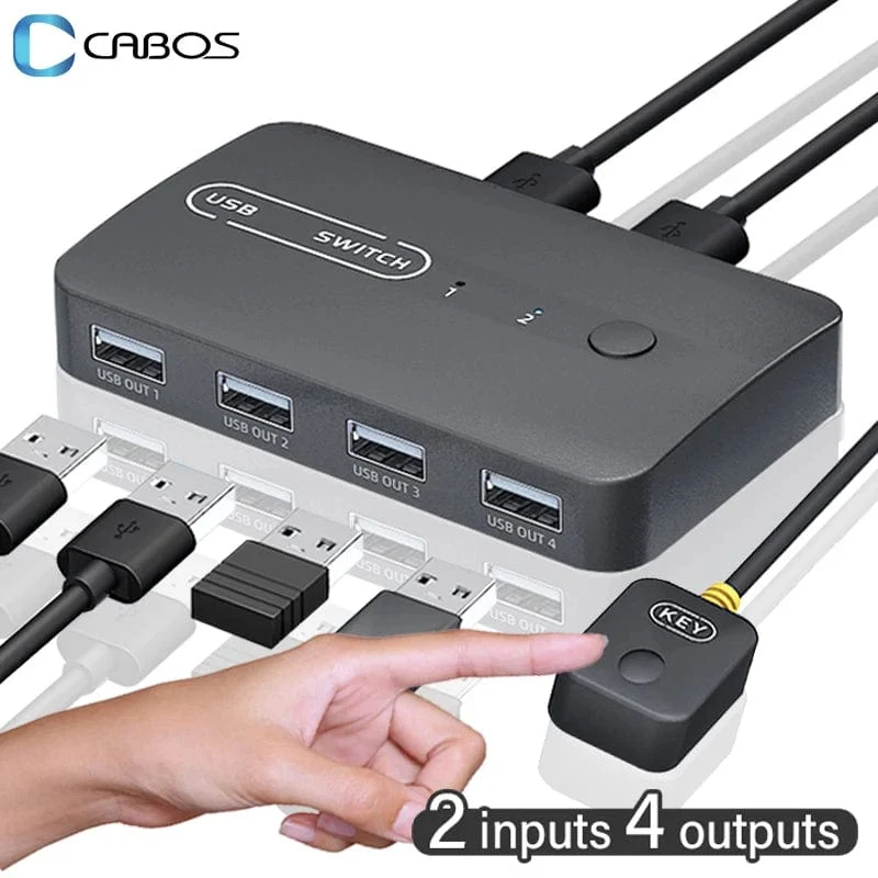 USB KVM Switch Adapter 2 Eingang 4 Ausgang USB Switch KVM Switcher Drucker Sharer Für Computer Tastatur Maus Sharer Controller