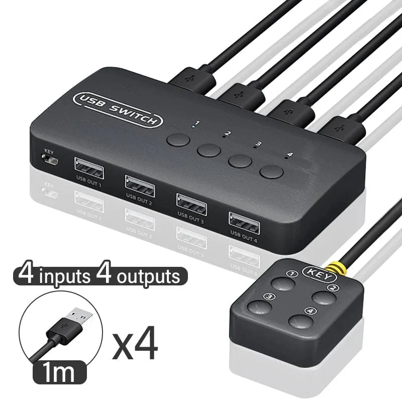 USB KVM Switch Adapter 2 Eingang 4 Ausgang USB Switch KVM Switcher Drucker Sharer Für Computer Tastatur Maus Sharer Controller