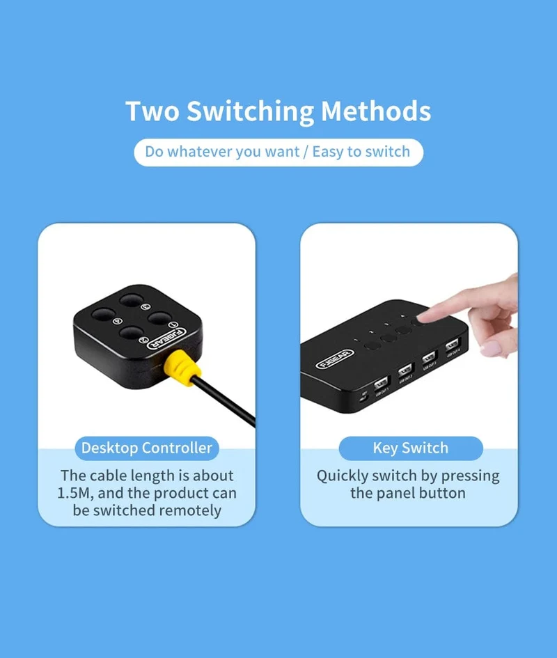 USB KVM Switch Adapter 2 Eingang 4 Ausgang USB Switch KVM Switcher Drucker Sharer Für Computer Tastatur Maus Sharer Controller