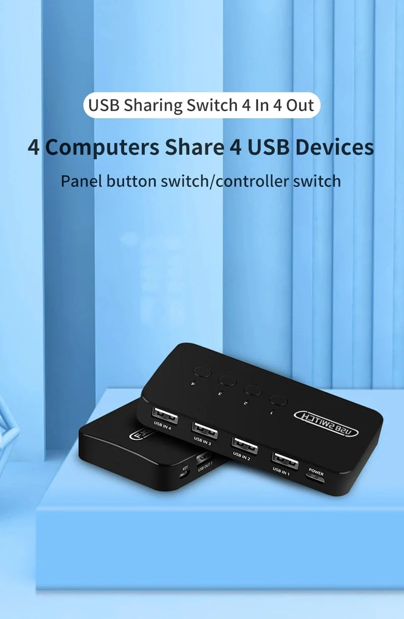 USB KVM Switch Adapter 2 Eingang 4 Ausgang USB Switch KVM Switcher Drucker Sharer Für Computer Tastatur Maus Sharer Controller