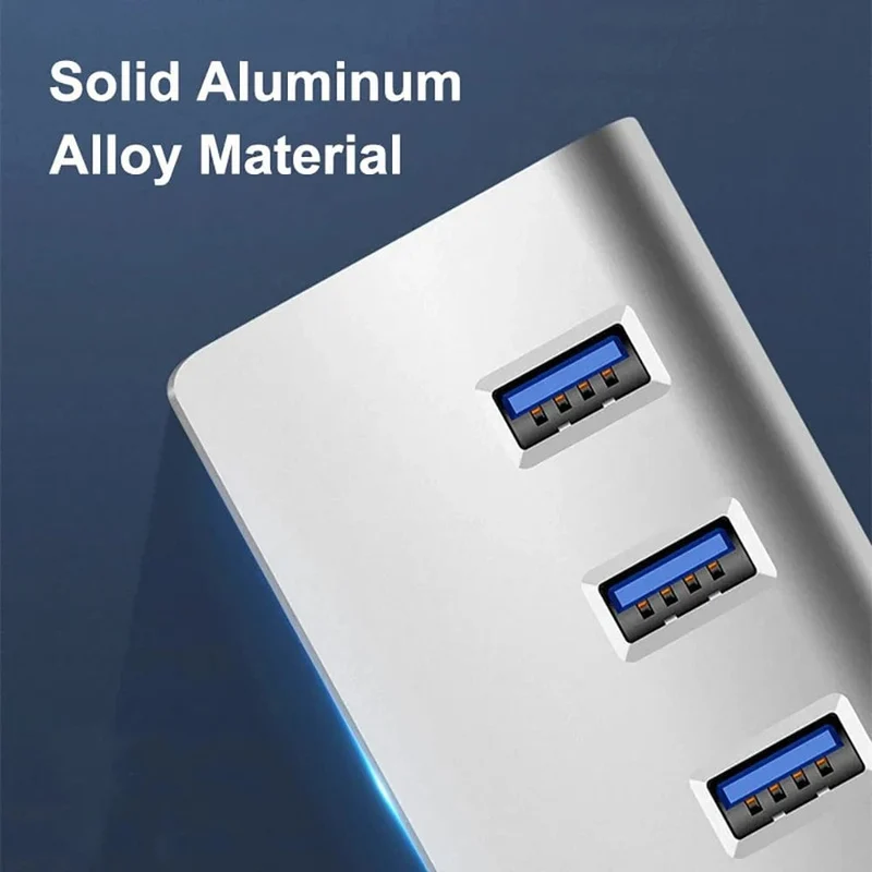USB 3.0 HUB aus Aluminiumlegierung, 7 Anschlüsse, Hochgeschwindigkeits-Multi-Splitter-Adapter, bis zu 5 Gbit/s, Dockingstation-Expander für Laptop-Computer-PC