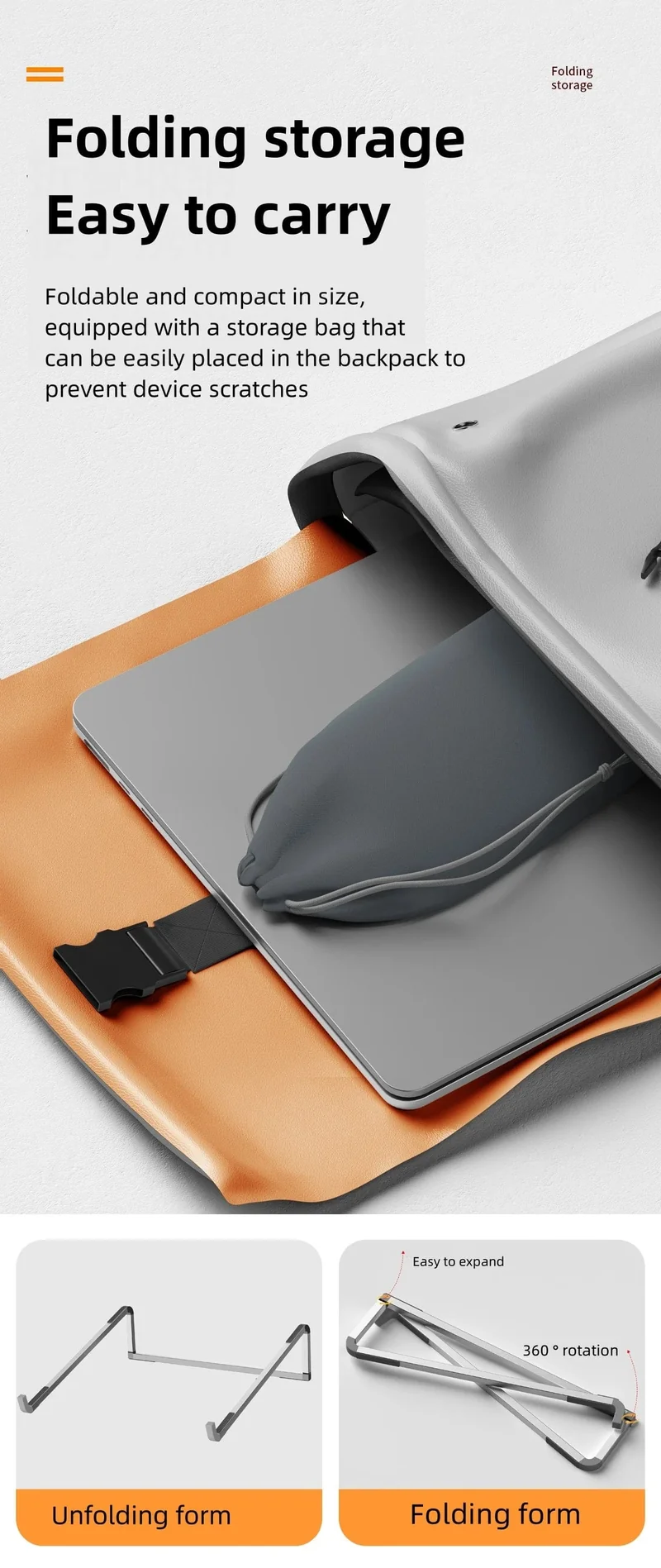 Laptopständer für MacBook, klappbar, verstellbar, Aluminium, Computer, PC, Tablet-Ständer, Notebook, Tischlaptophalter, Wärmeableitung