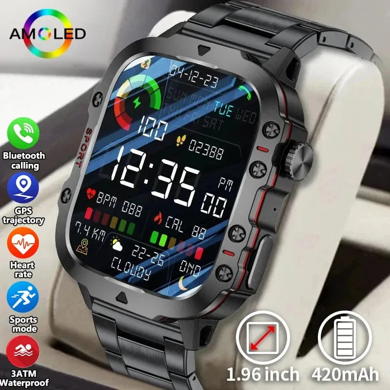 Für Xiaomi Militär GPS Tracker Smart Watch Männer IP68 5ATM Outdoor Sports Fitness Tracker Gesundheitsmonitor 1.96 Zoll BT Call Smartwatch