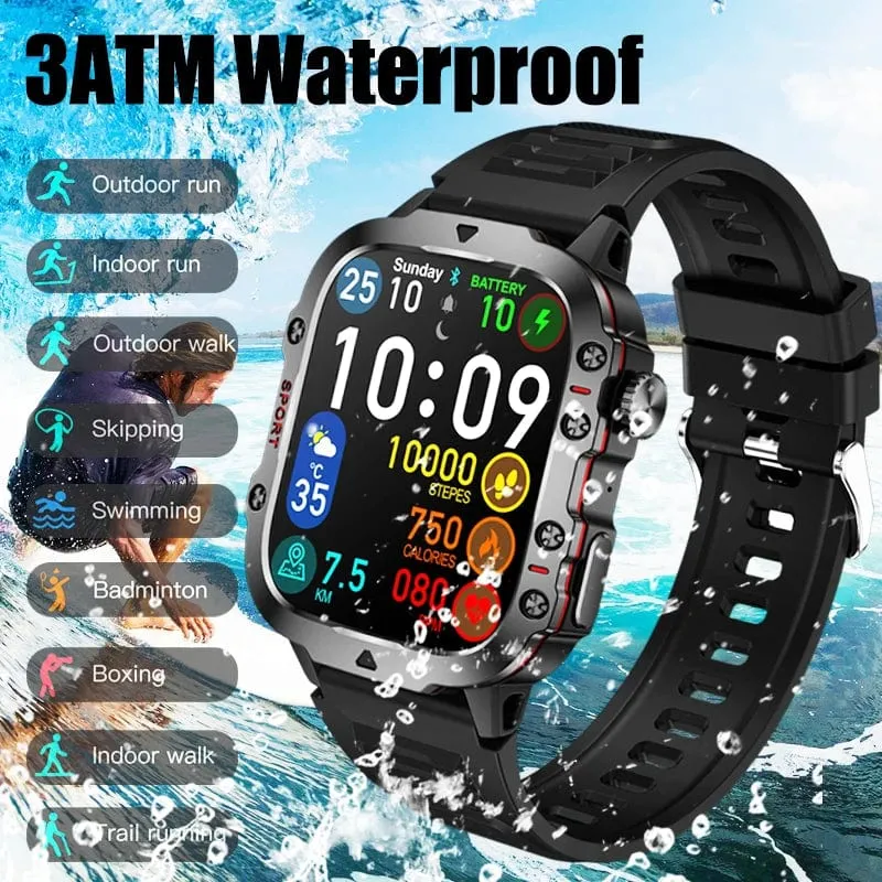 Für Xiaomi Militär GPS Tracker Smart Watch Männer IP68 5ATM Outdoor Sports Fitness Tracker Gesundheitsmonitor 1.96 Zoll BT Call Smartwatch