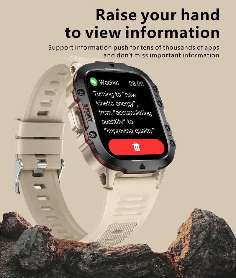 Für Xiaomi Militär GPS Tracker Smart Watch Männer IP68 5ATM Outdoor Sports Fitness Tracker Gesundheitsmonitor 1.96 Zoll BT Call Smartwatch