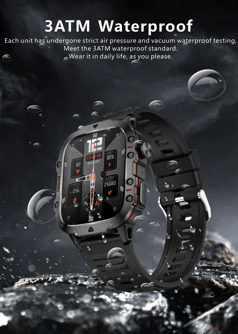 Für Xiaomi Militär GPS Tracker Smart Watch Männer IP68 5ATM Outdoor Sports Fitness Tracker Gesundheitsmonitor 1.96 Zoll BT Call Smartwatch