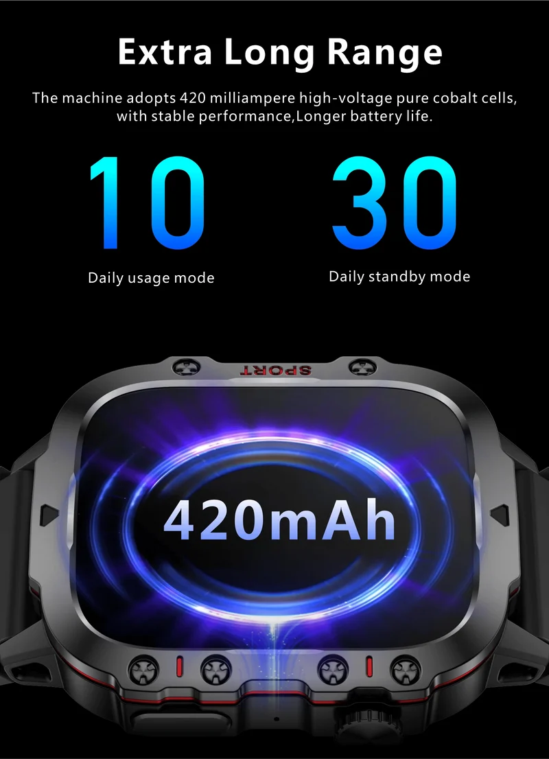 Für Xiaomi Militär GPS Tracker Smart Watch Männer IP68 5ATM Outdoor Sports Fitness Tracker Gesundheitsmonitor 1.96 Zoll BT Call Smartwatch
