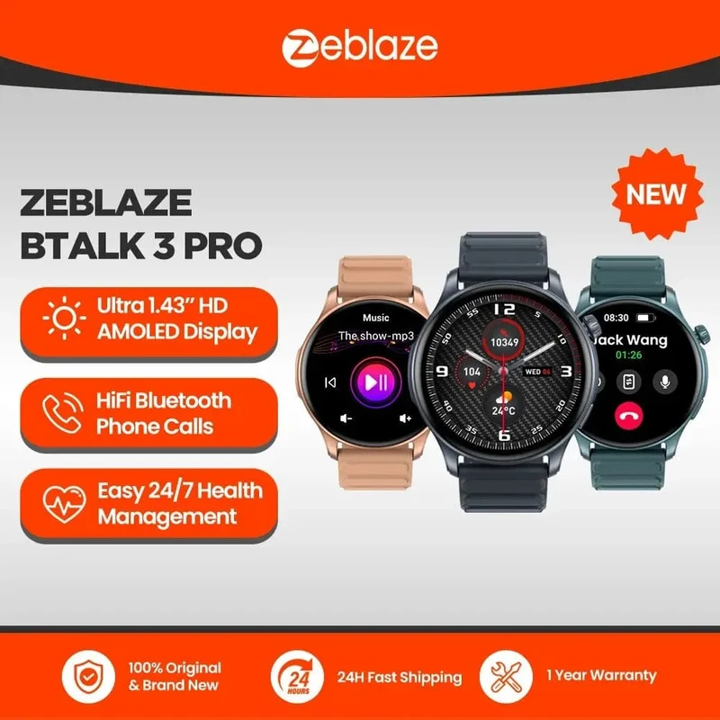 Neue Zeblaze Btalk 3 PRO Smart Watch AMOLED Display Hi-Fi Bluetooth Telefonanrufe Smartwatch Gesundheits- und Fitness-Tracking