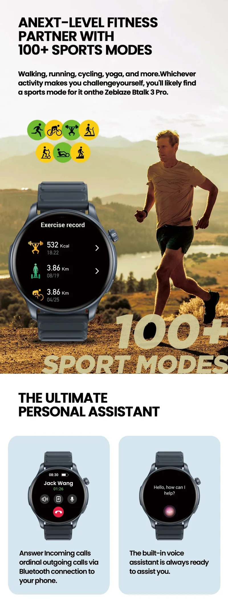 Neue Zeblaze Btalk 3 PRO Smart Watch AMOLED Display Hi-Fi Bluetooth Telefonanrufe Smartwatch Gesundheits- und Fitness-Tracking