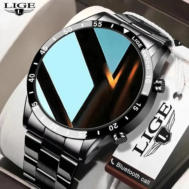 LIGE 2024 Smart Watch Herren Full Circle Touchscreen Bluetooth Anruf Herren Smartwatch Wasserdichte Sportaktivität Fitnessuhr + Box