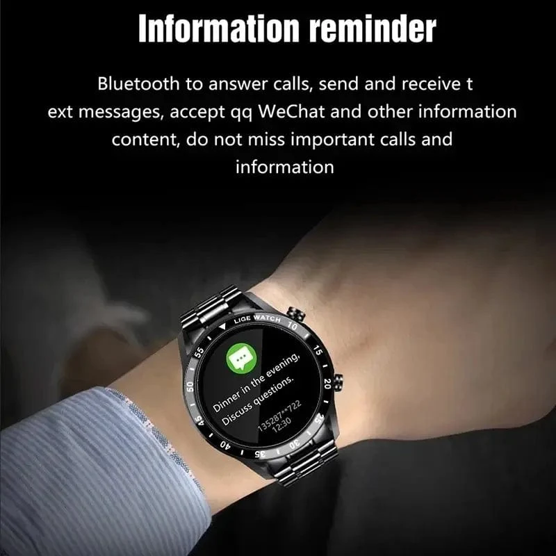 LIGE 2024 Smart Watch Herren Full Circle Touchscreen Bluetooth Anruf Herren Smartwatch Wasserdichte Sportaktivität Fitnessuhr + Box