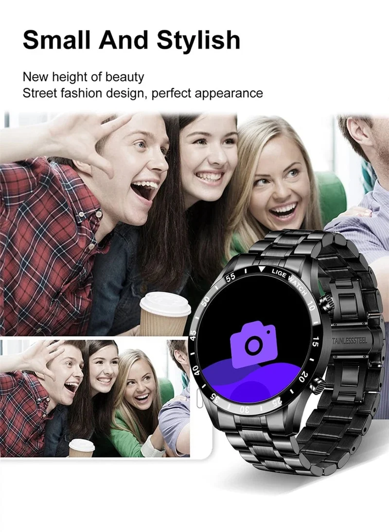 LIGE 2024 Smart Watch Herren Full Circle Touchscreen Bluetooth Anruf Herren Smartwatch Wasserdichte Sportaktivität Fitnessuhr + Box