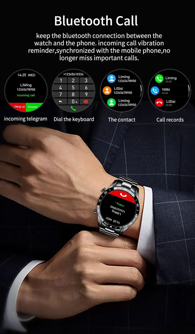 LIGE 2024 Smart Watch Herren Full Circle Touchscreen Bluetooth Anruf Herren Smartwatch Wasserdichte Sportaktivität Fitnessuhr + Box