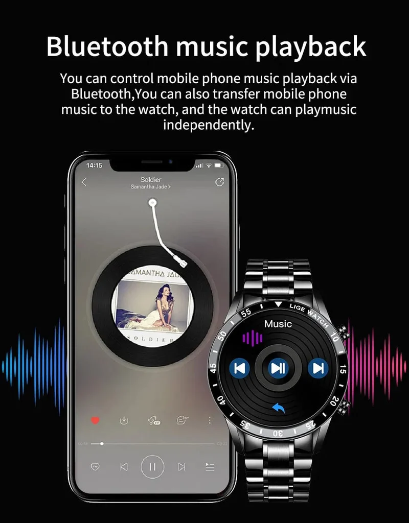 LIGE 2024 Smart Watch Herren Full Circle Touchscreen Bluetooth Anruf Herren Smartwatch Wasserdichte Sportaktivität Fitnessuhr + Box