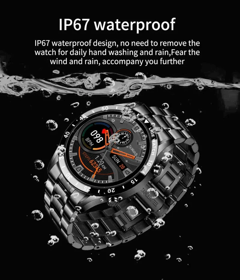 LIGE 2024 Smart Watch Herren Full Circle Touchscreen Bluetooth Anruf Herren Smartwatch Wasserdichte Sportaktivität Fitnessuhr + Box