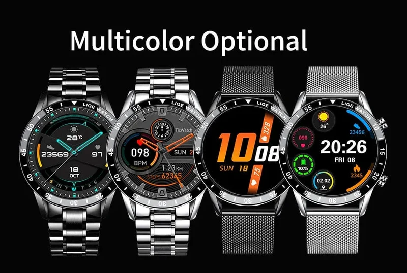 LIGE 2024 Smart Watch Herren Full Circle Touchscreen Bluetooth Anruf Herren Smartwatch Wasserdichte Sportaktivität Fitnessuhr + Box