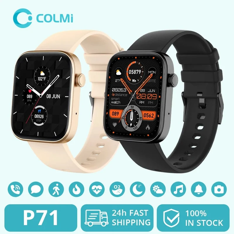 COLMI P71 Sprachanrufe Smartwatch Männer Gesundheitsüberwachung IP68 wasserdichte intelligente Benachrichtigungen Sprachassistent Smart Watch Frauen
