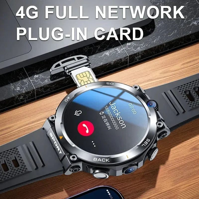 4G SIM-Karte Smart Watch 2024 Android OS 16G ROM GPS WiFi HD Dual Kameras Videoanrufe Aufzeichnung Google Play SmartWatch für Männer