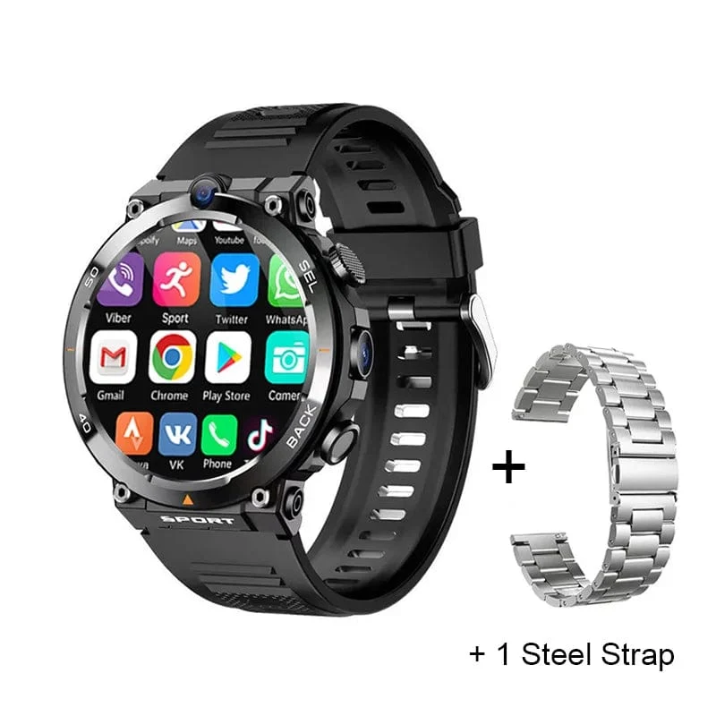 4G SIM-Karte Smart Watch 2024 Android OS 16G ROM GPS WiFi HD Dual Kameras Videoanrufe Aufzeichnung Google Play SmartWatch für Männer