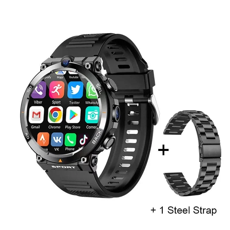 4G SIM-Karte Smart Watch 2024 Android OS 16G ROM GPS WiFi HD Dual Kameras Videoanrufe Aufzeichnung Google Play SmartWatch für Männer