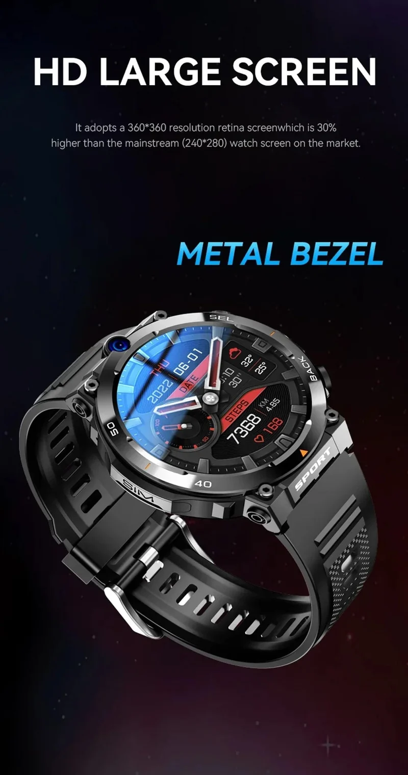 4G SIM-Karte Smart Watch 2024 Android OS 16G ROM GPS WiFi HD Dual Kameras Videoanrufe Aufzeichnung Google Play SmartWatch für Männer