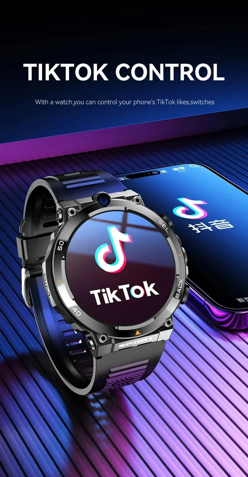 4G SIM-Karte Smart Watch 2024 Android OS 16G ROM GPS WiFi HD Dual Kameras Videoanrufe Aufzeichnung Google Play SmartWatch für Männer