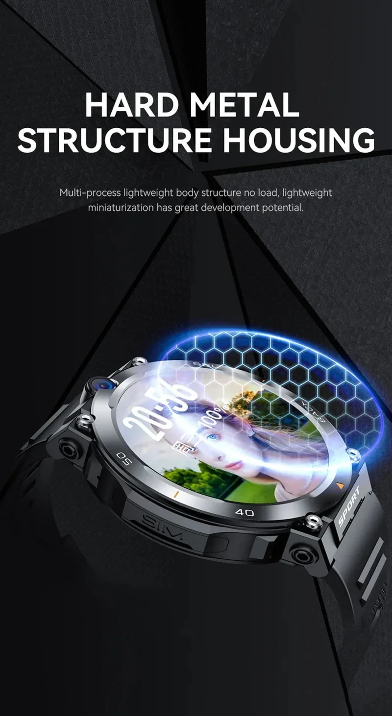 4G SIM-Karte Smart Watch 2024 Android OS 16G ROM GPS WiFi HD Dual Kameras Videoanrufe Aufzeichnung Google Play SmartWatch für Männer