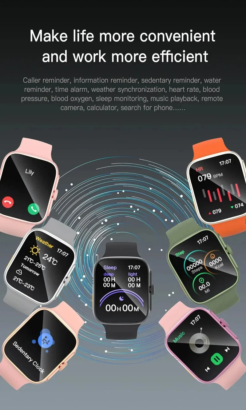 T187 Smart Watch1.68 Zoll Männer Frauen Touchscreen Sport Fitness Mann Bluetooth für Android IOS Smartwatch