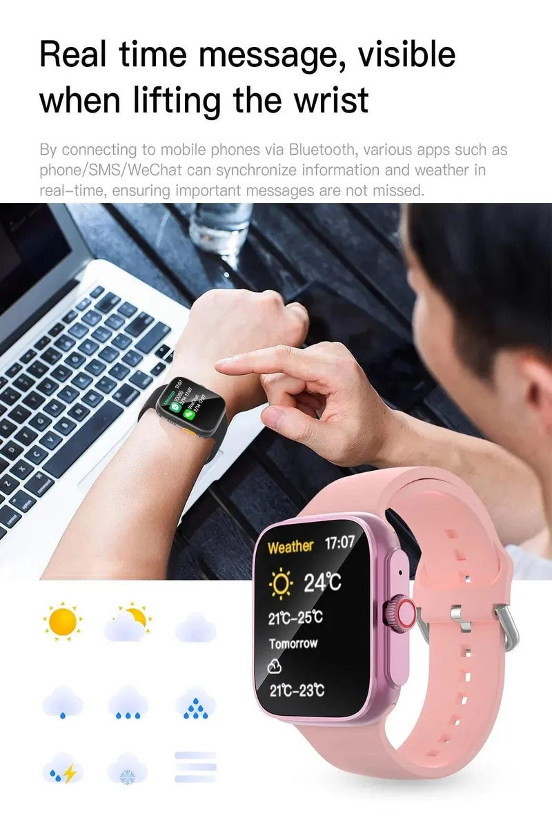 T187 Smart Watch1.68 Zoll Männer Frauen Touchscreen Sport Fitness Mann Bluetooth für Android IOS Smartwatch