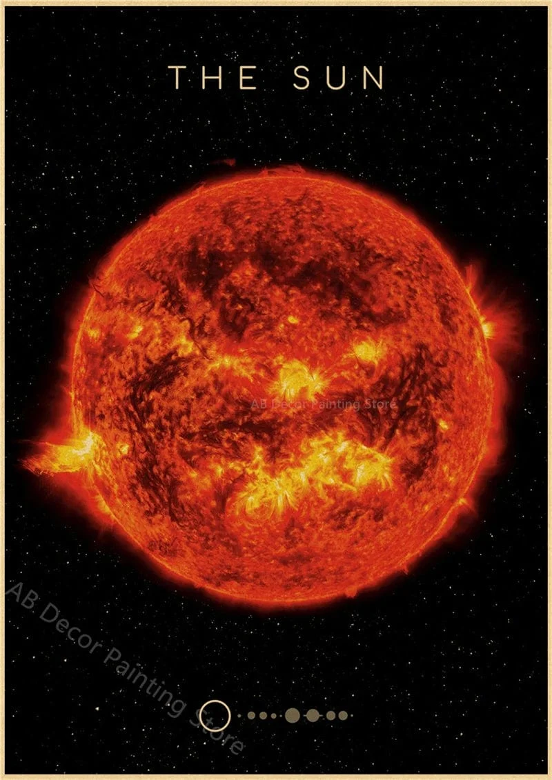 Planeten und Universum Retro Weltraum Mars Venus Mond Poster Astronomie Drucke Poster Vintage Home Room Cafe Dekor Kunst Wandmalerei