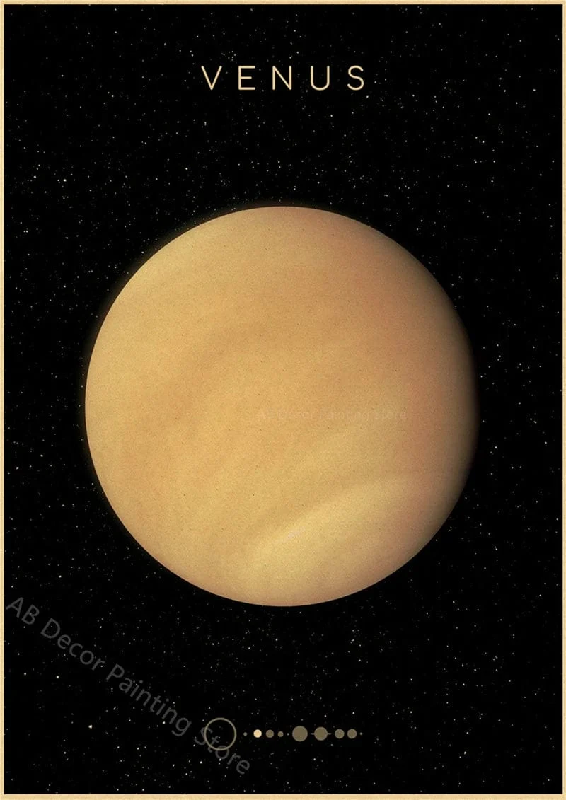 Planeten und Universum Retro Weltraum Mars Venus Mond Poster Astronomie Drucke Poster Vintage Home Room Cafe Dekor Kunst Wandmalerei
