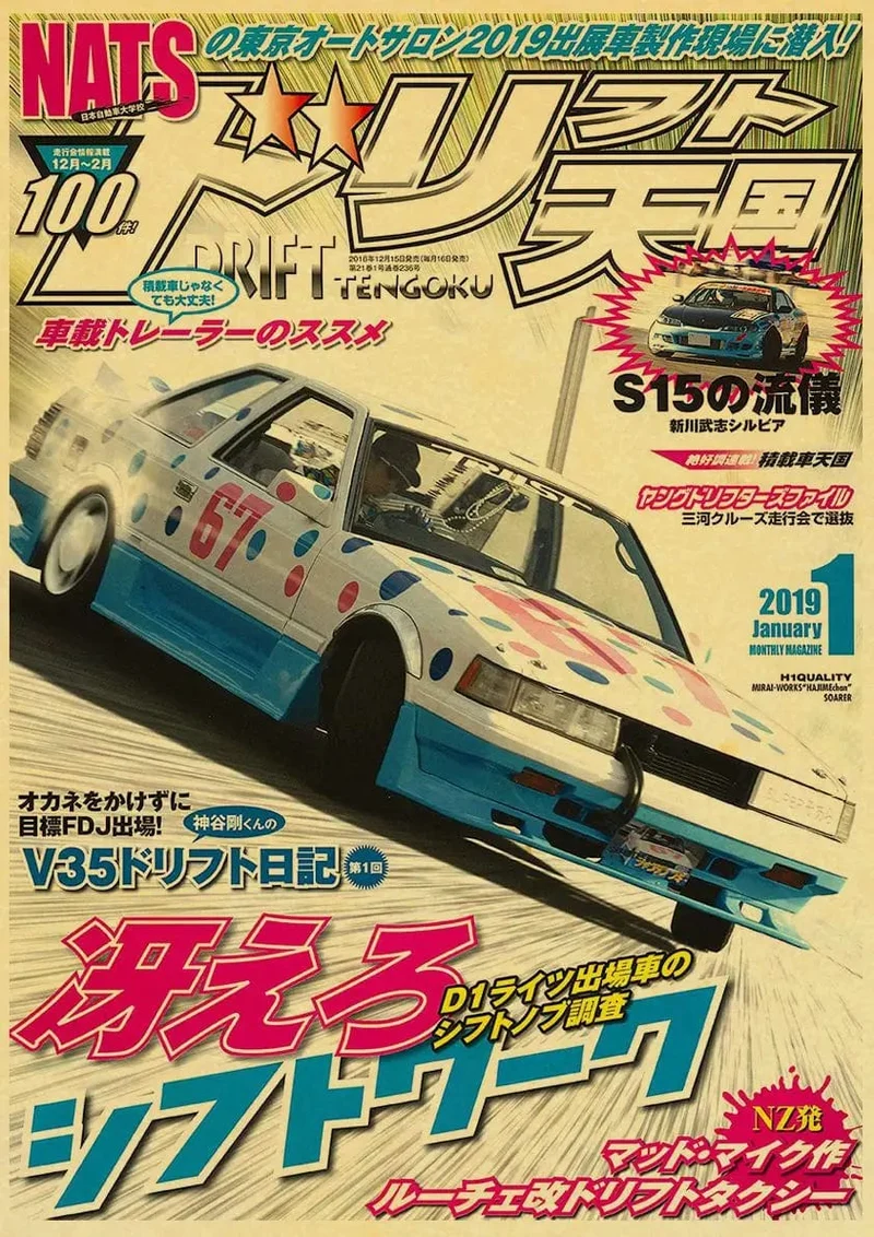 JDM Auto Japan Retrofit Racing Retro 90er Jahre Poster Wandkarte Drucke Poster Home Wohnzimmer Schlafzimmer Dekor Rahmenloses Wandgemälde