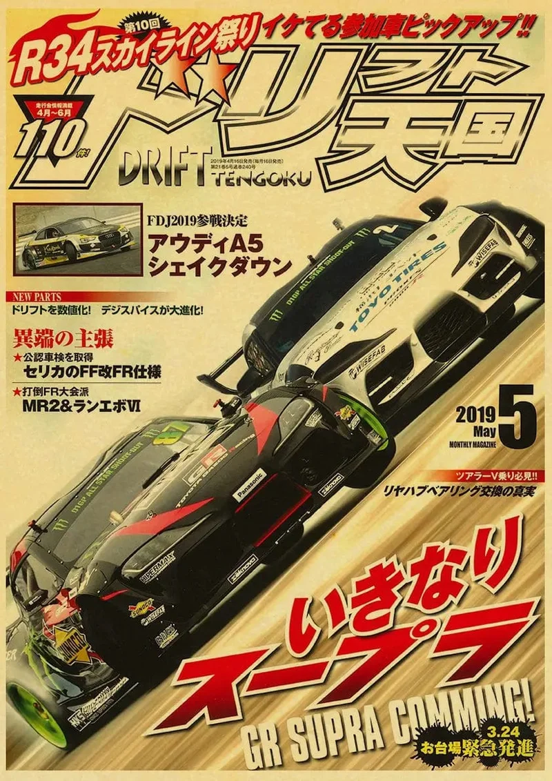 JDM Auto Japan Retrofit Racing Retro 90er Jahre Poster Wandkarte Drucke Poster Home Wohnzimmer Schlafzimmer Dekor Rahmenloses Wandgemälde