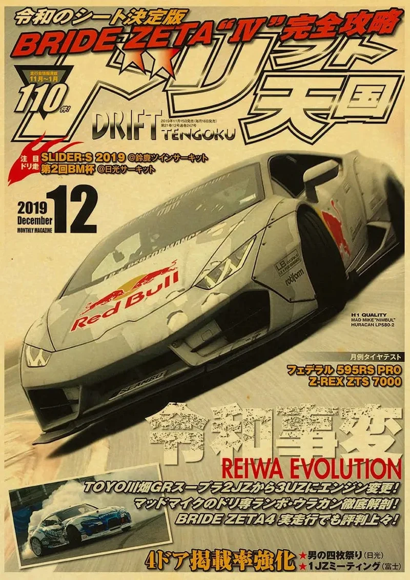 JDM Auto Japan Retrofit Racing Retro 90er Jahre Poster Wandkarte Drucke Poster Home Wohnzimmer Schlafzimmer Dekor Rahmenloses Wandgemälde