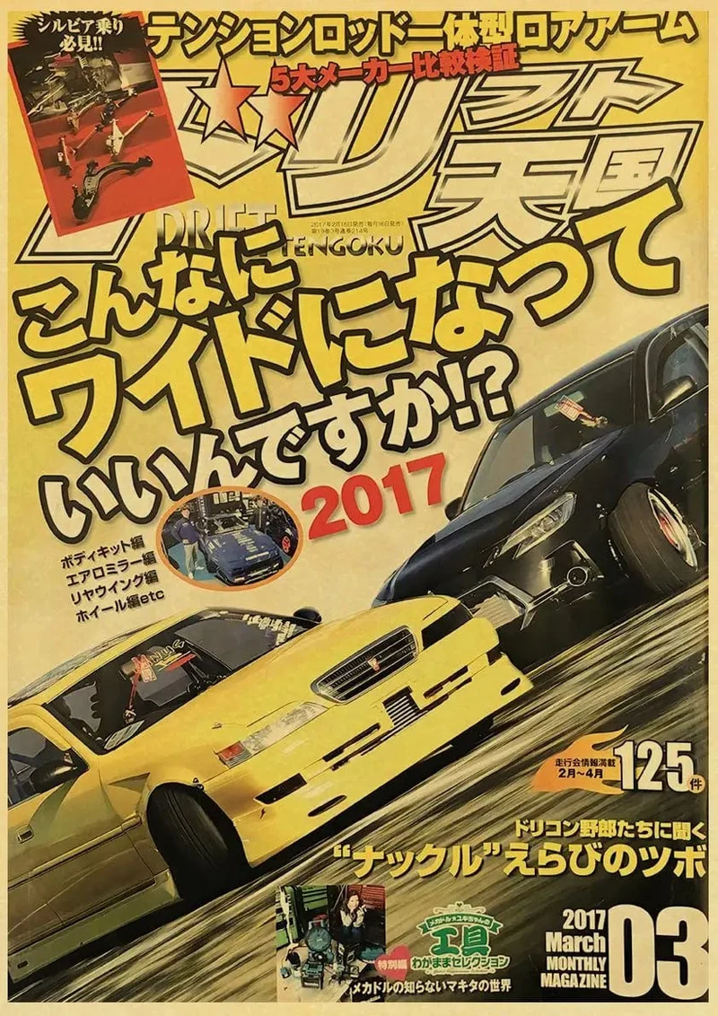 JDM Auto Japan Retrofit Racing Retro 90er Jahre Poster Wandkarte Drucke Poster Home Wohnzimmer Schlafzimmer Dekor Rahmenloses Wandgemälde