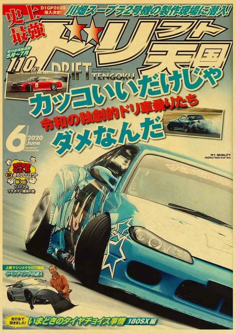JDM Auto Japan Retrofit Racing Retro 90er Jahre Poster Wandkarte Drucke Poster Home Wohnzimmer Schlafzimmer Dekor Rahmenloses Wandgemälde