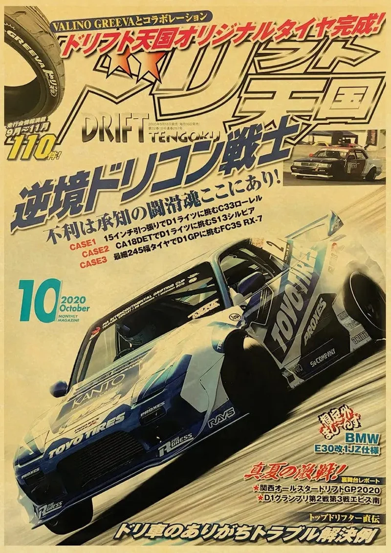 JDM Auto Japan Retrofit Racing Retro 90er Jahre Poster Wandkarte Drucke Poster Home Wohnzimmer Schlafzimmer Dekor Rahmenloses Wandgemälde