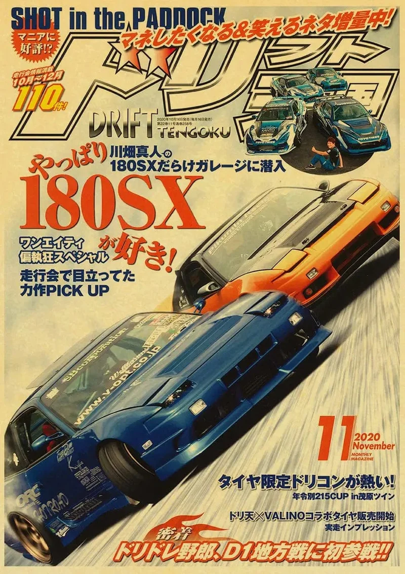 JDM Auto Japan Retrofit Racing Retro 90er Jahre Poster Wandkarte Drucke Poster Home Wohnzimmer Schlafzimmer Dekor Rahmenloses Wandgemälde