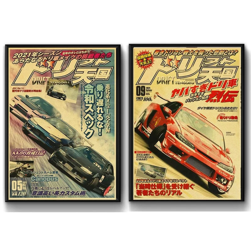 JDM Auto Japan Retrofit Racing Retro 90er Jahre Poster Wandkarte Drucke Poster Home Wohnzimmer Schlafzimmer Dekor Rahmenloses Wandgemälde