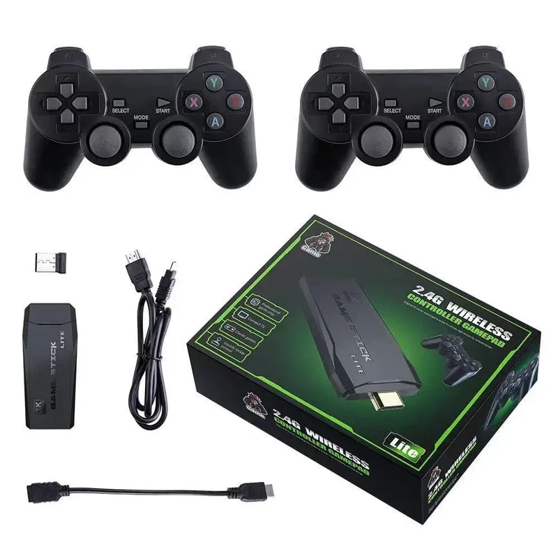 M8-Spielekonsole Eingebauter 20000 + 64 GB Zwei-Personen-Wireless-Controller 2.4G-Stick 4K HD PS1 GBA Video Weihnachtsgeschenk für Kinder