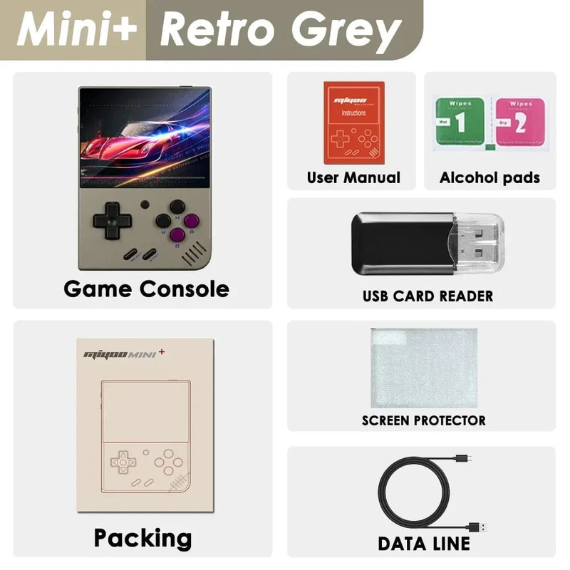 MIYOO Mini Plus Tragbare Retro-Handheld-Spielkonsole V2 Mini+ IPS-Bildschirm Klassische Videospielkonsole Linux-System Kindergeschenk