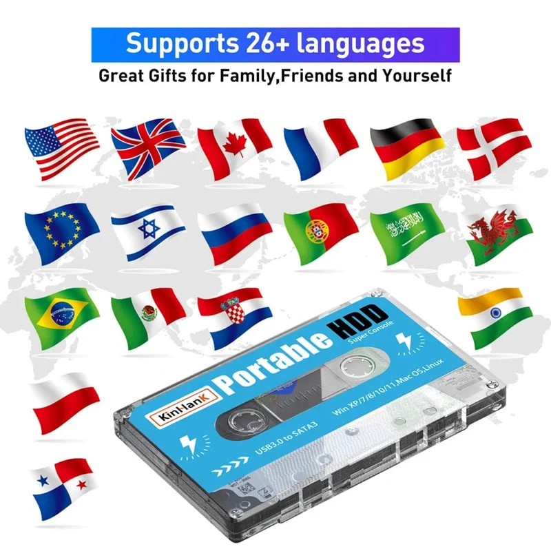 KINHANK Super Console 500G Gaming-Festplatte 100000 Videospiele 70 Emulatoren für DC/MAME/SS/NAOMI/PS2/PS1 Plug-and-Play Batocera OS