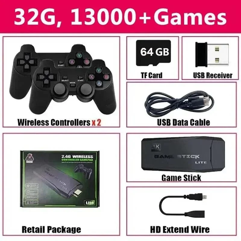 Videospielkonsole Eingebaute 20000 Spiele Drahtloser Controller TV Game Stick 4K HD Retro Mini Handheld-Spiel-Player